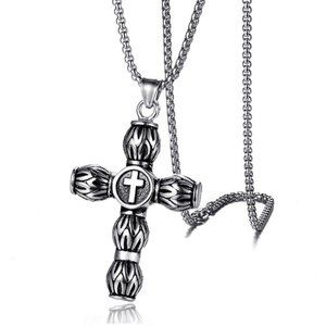 ❤️Spot Trendy Casting Cylindrical Cross Pendant necklace women/men N90201P190